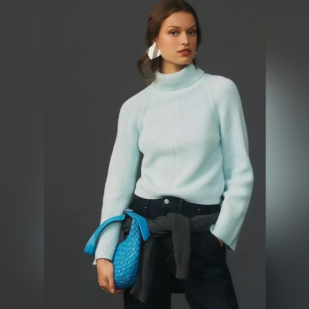 Maeve Anthropologie Cropped Knit Turtleneck Sweater Sz M